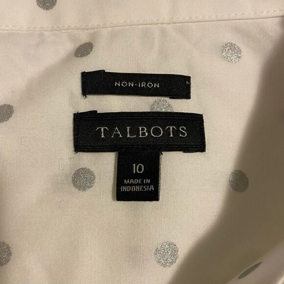 Talbots Polka Dot Button Down Blouse - Picture 5 of 6